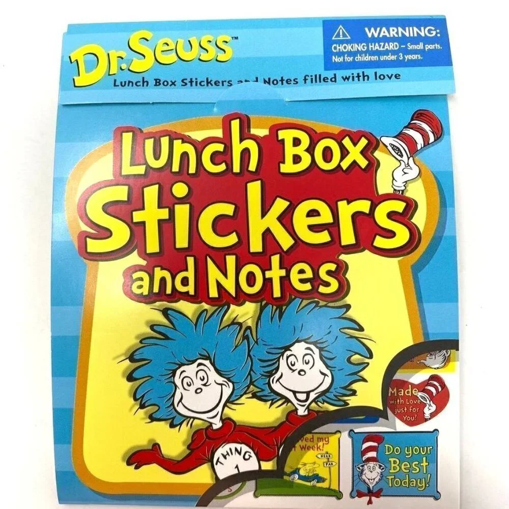 Dr. Seuss Lunch Box Stickers and Notes School Kids Love